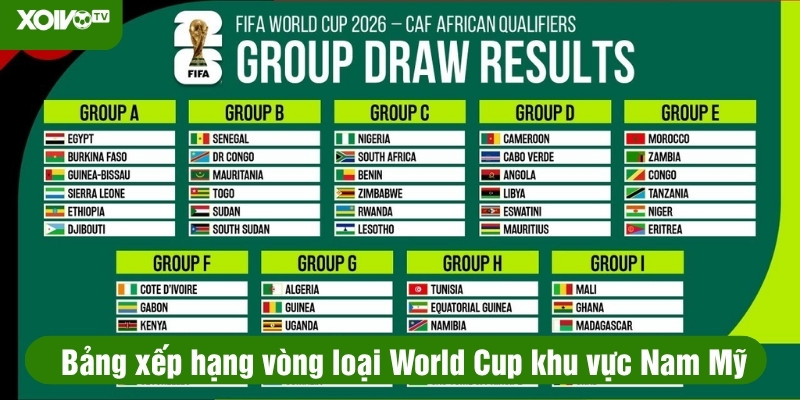 bảng xếp hạng vòng loại world cup khu vực nam mỹ