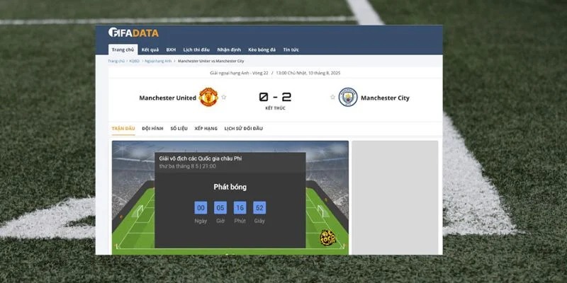 Website dữ liệu bóng đá số mang lại nhiều thông tin đa chiều